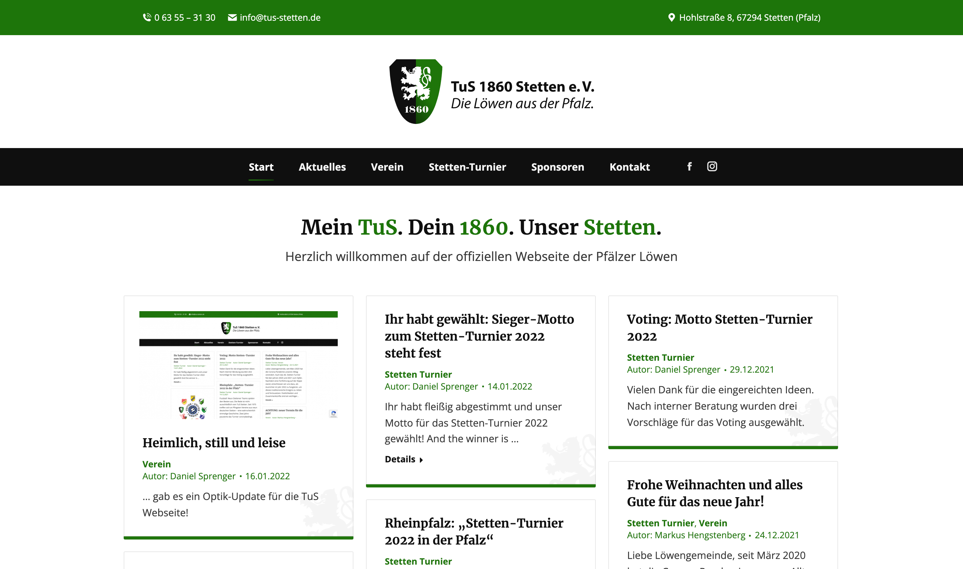 Update der TuS Webseite im Januar 2022